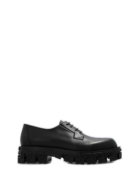 versace collection almond toe lace-up sneaker black|Lace.